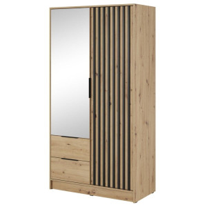 Szafa z lustrem dąb artisan dwudrzwiowa z lamelami LIMA