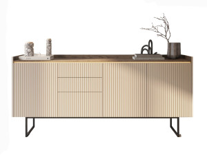 Beżowa komoda do salonu w stylu japandi LED 192cm MAUI