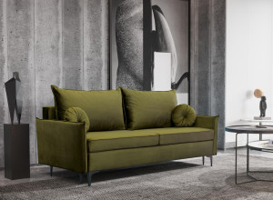 Sofa do salonu oliwkowa rozkładana LEO