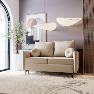 Beżowa mała sofa z funkcją spania LEO