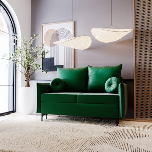Zielona sofa rozkładana 145 cm szeroka LEO VELVET