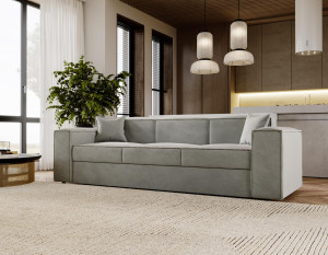Designerska sofa szara welurowa SANTO funkcja spania
