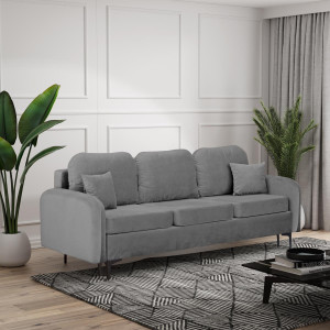 Wygodna szara welurowa sofa do salonu BELLA