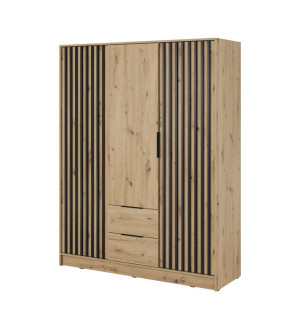 Nowoczesna 3-drzwiowa szafa artisan z czarnymi lamelami LIMA