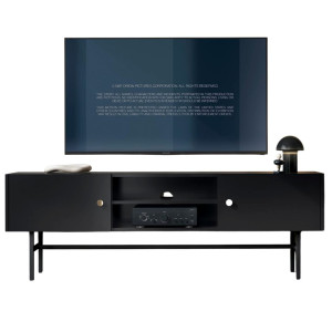 Elegancka szafka RTV czarna z szufladkami AVORS