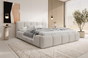 Designerskie łóżko tapicerowane niski zagłówek ASILLO