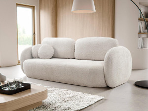 Sofa w jasnym odcieniu beżu 3-osobowa z funkcją spania OLIS