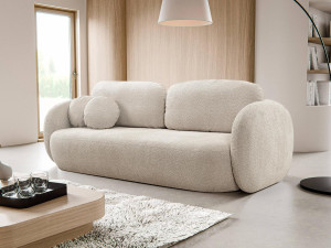 Nowoczesna beżowa sofa z zaokrąglonymi podłokietnikami OLIS