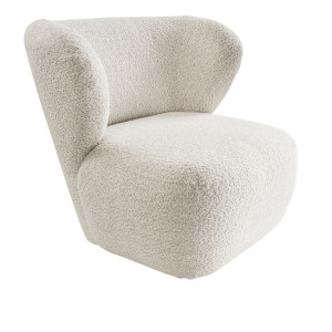 Elegancki biały fotel tapicerowany tkanina boucle TANZO