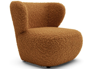 Stylowy tapicerowany fotel w miedzianej tkaninie boucle TANZO