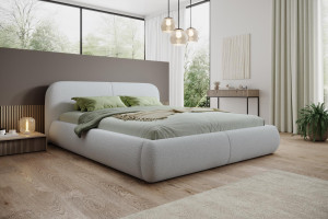 Designerskie łóżko tapicerowane szare do minimalistycznej sypialni ALBA