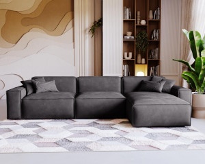 Tapicerowany welurowy narożnik do wnętrz w stylu loft LOZORNO