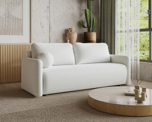 Nowoczesna biała kanapa rozkładana 219 cm boucle LUNS