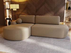 Designerski narożnik L z podłokietnikiem beżowy do salonu OLIO