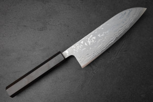 August Live-Stream - Shiro Kamo Aogami #2 Suminagashi Santoku 170mm Ebenholz