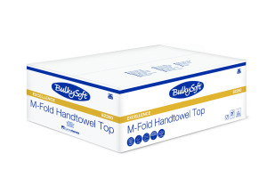 Ręcznik papierowy Premium składany typu M-Fold ULTRA 4 panelowy, 3 warstwy, kolor biały, celuloza, 2500 szt./kart.