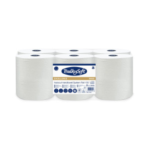 Ręcznik papierowy w roli autocut PRO Membrane PLUS, 3 warstwy, wysokość 19,5 cm, średnica 19 cm, kolor biały, celuloza, długość 150m, 6 rolek/op.
