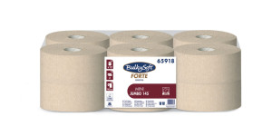 Papier toaletowy jumbo mini Havana Forte, 2 warstwy, kolor naturalny, recykling z kartonów, długość roli 145m, 12 rolek/op.