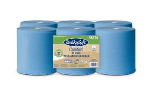 Ręcznik papierowy w roli centralnego dozowania maxi Comfort De-inked 1 warstwy, kolor niebieski, celuloza z recyklingu, długość 300m, 6 rolek/op.
