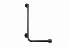 Poręcz dla niepełnosprawnych kątowa lewa 60/40 cm Ø25 mm Czarna