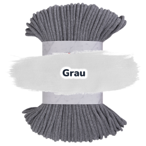 Baumwollkordel 5mm - Polyesterkern -100 m - Grau (125)