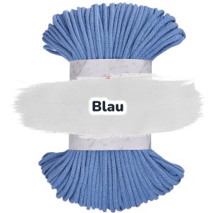Baumwollkordel 5mm - Polyesterkern -100 m - Blau (480)