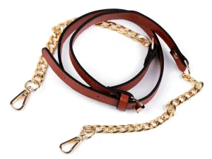 Verstellbarer Taschenriemen mit Kette und Karabinern – Braun