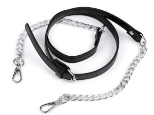Verstellbarer Taschenriemen mit Kette und Karabinern – schwarz/silbern