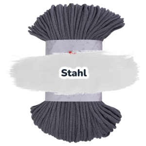 Baumwollkordel 5mm - Polyesterkern -100 m - Stahl (140)