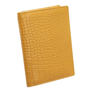 Tenká kožená peněženka RFID na doklady k bundě (žlutá, Croco) - KUK-82CRYLW