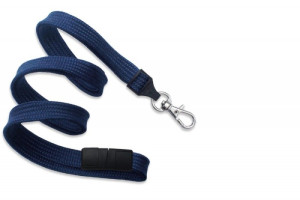 Široká 10mm bezpečná nastavitelná šňůrka na odznak + karabina KRAB (námořnická modrá) - KUK-102NBLUE