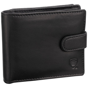 Pánská kožená peněženka na zip s ochranou RFID (černá) - SM-907GBL