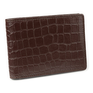 Pánská kožená peněženka SLIM na bundu (hnědá, Croco) - SM-93CRBR