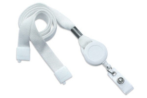 Široká 16mm bezpečnostní šňůrka na krk + yoyo přívěsek na klíče (bílá) - KUK-103WHT