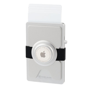 Kovové pouzdro s výsuvnými kartami a prostorem pro AirTag od Apple (stříbrné) - KUK-201SLVR