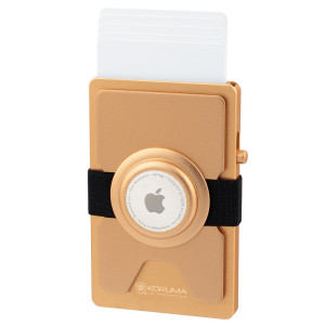 Kovová peněženka s výsuvnými kartami a prostorem pro AirTag od Apple (zlatá) - KUK-201GOLD