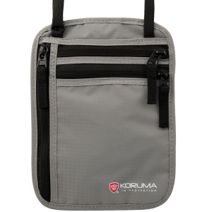 Dyskretna saszetka na pieniądze oraz paszport z ochroną RFID (Jasny szary)