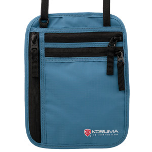 Dyskretna saszetka na pieniądze oraz paszport z ochroną RFID (niebieski)