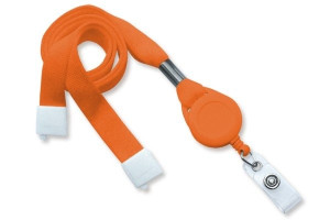 Szeroka 16mm bezpieczna smycz na szyję + brelok typu jojo Pomarańczowy