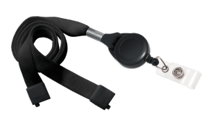 Smycz Zwijana Identyfikator - Bezpieczne Zapięcie - kolor Czarny