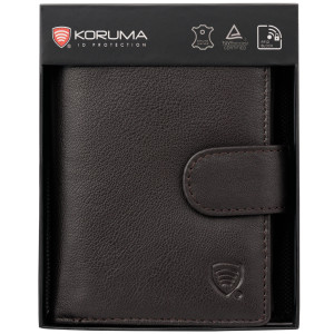 Portofel Bărbați Piele Naturală pentru Carduri și Monede cu Protecție RFID BLOCK (Maro Întunecat)