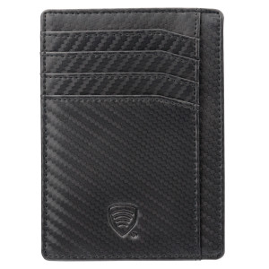 Husă subțire din piele pentru carduri de proximitate RFID (negru, carbon)