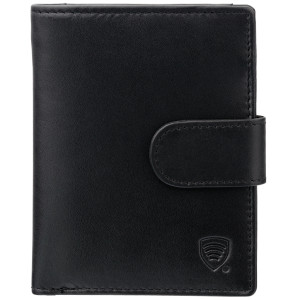 Portofel vertical din piele pentru bărbați cu protecție RFID BLOCK (negru)