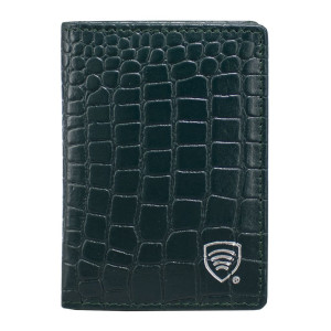 Portofel mic din piele pentru carduri de credit RFID (Verde, Croco)