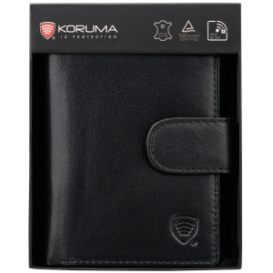 Portofel Bărbați din Piele Naturală cu Protecție RFID BLOCK pentru Carduri și Monede (negru)
