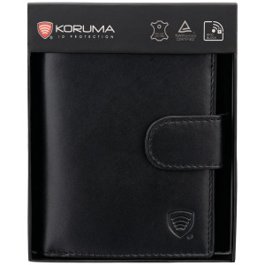Portofel Bărbați din Piele Naturală cu Protecție RFID BLOCK pentru Carduri și Monede (Negru)