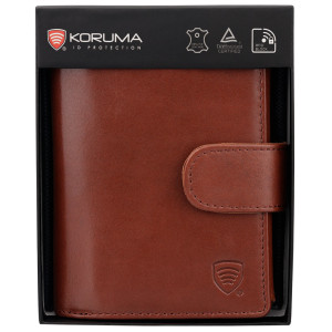 Portofel Bărbați din Piele Naturală cu Protecție RFID, pentru Carduri și Monede (Cafeniu)