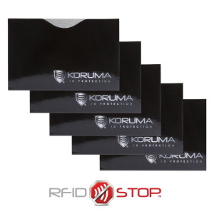 Suport pentru carduri de proximitate - Koruma (orizontal, negru, logo argintiu) set de 5 bucăți.