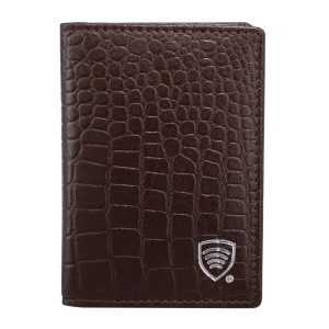 Portofel mic din piele pentru carduri de credit RFID (maro, Croco)
