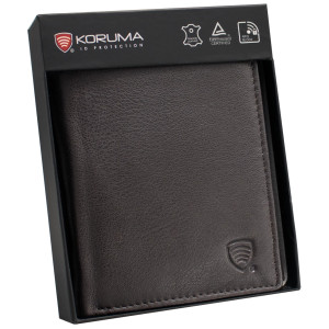 Portofel bărbătesc din piele cu protecție pentru carduri de proximitate RFID BLOCK (maro)
